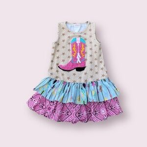 Molly & Millie 3T Western Boot Ruffle Dress